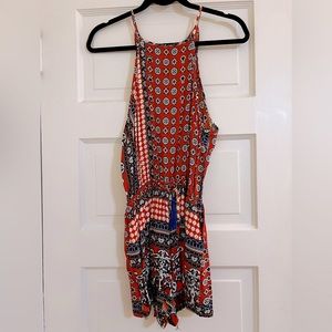 Women’s Printed Paisley Open Back Romper Jumpsuit